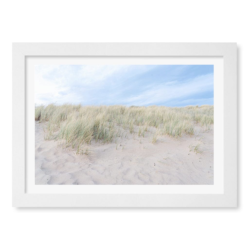 Grassy Dunes Wall Art Print A4 (21 x 29.7cm) / Matte White Frame / White Border from our Australian Made Framed Wall Art, Prints & Posters collection by Profile Products (Australia) Pty Ltd