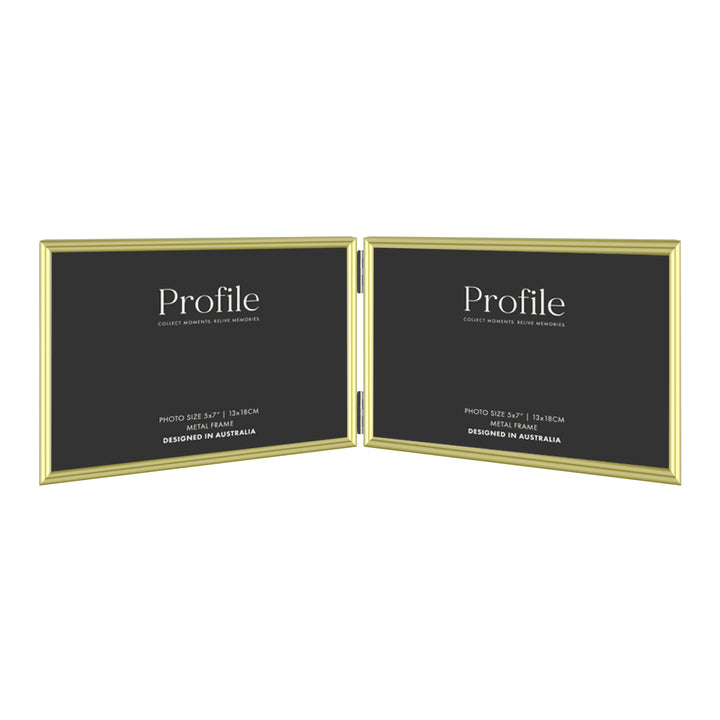 Habitat Gold Hinged Double Metal Photo Frame from our Metal Photo Frames collection by Profile Products (Australia) Pty Ltd