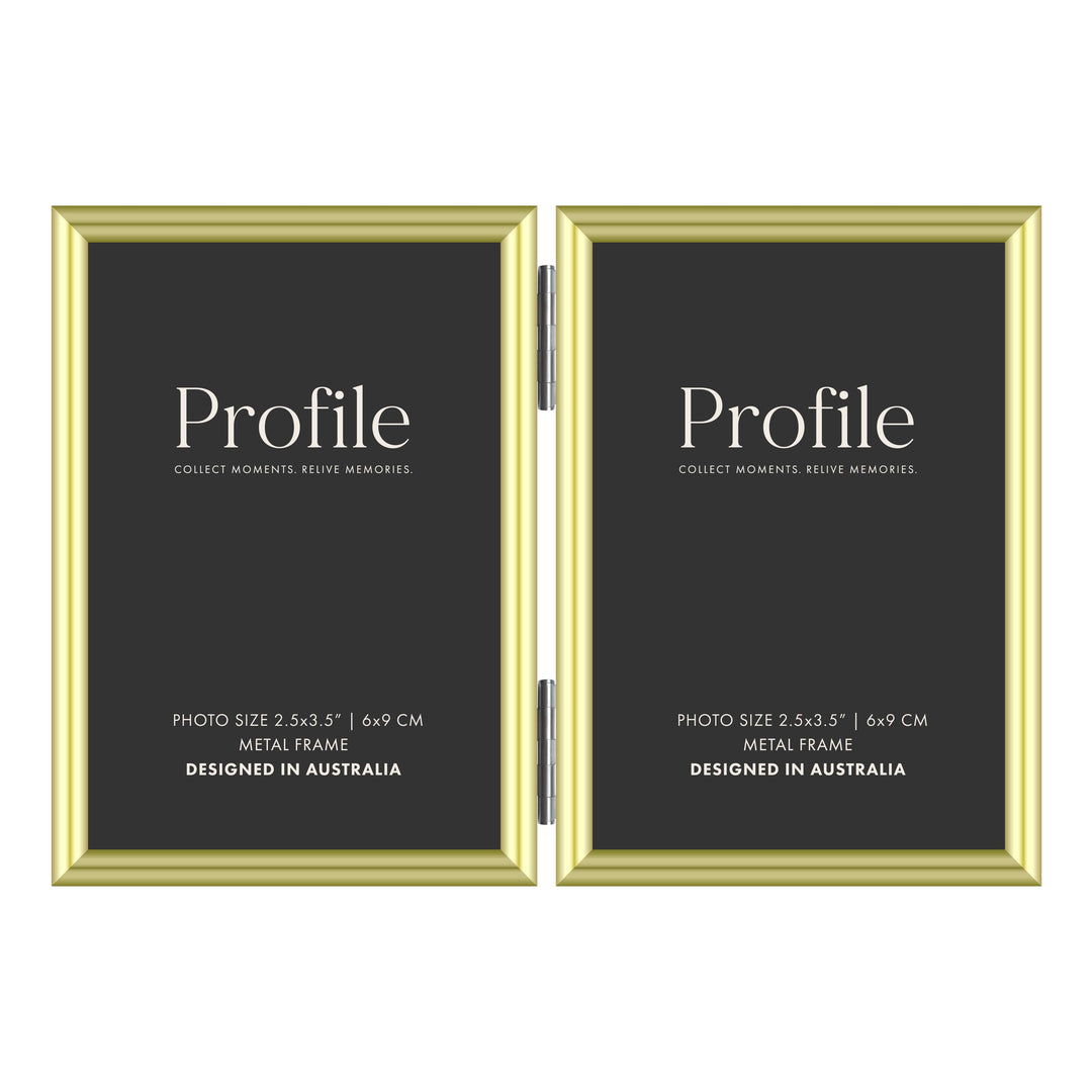 Habitat Gold Hinged Double Metal Photo Frame from our Metal Photo Frames collection by Profile Products (Australia) Pty Ltd