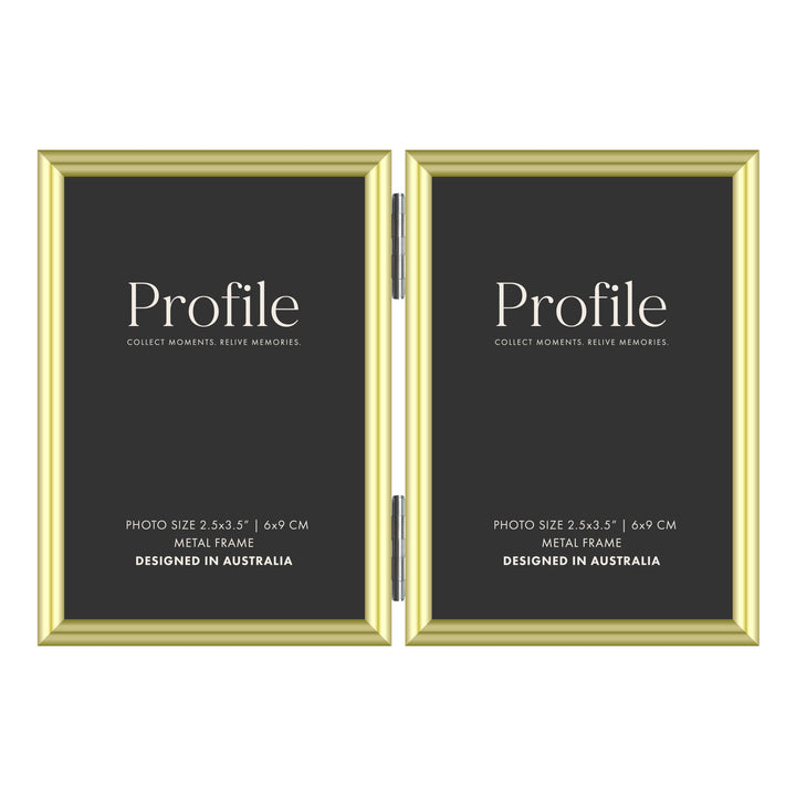 Habitat Gold Hinged Double Metal Photo Frame from our Metal Photo Frames collection by Profile Products (Australia) Pty Ltd