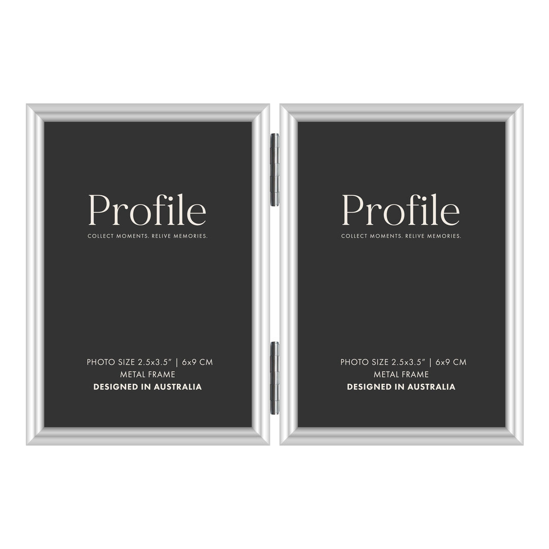 Habitat Silver Hinged Double Metal Photo Frame 2.5x3.5in (6x9cm) (2)V from our Metal Photo Frames collection by Profile Products (Australia) Pty Ltd