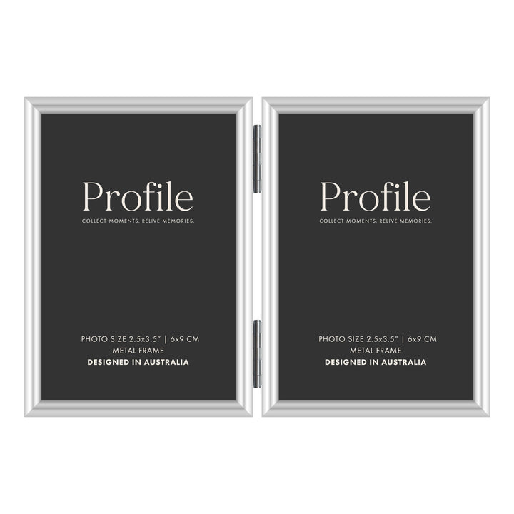 Habitat Silver Hinged Double Metal Photo Frame 2.5x3.5in (6x9cm) (2)V from our Metal Photo Frames collection by Profile Products (Australia) Pty Ltd