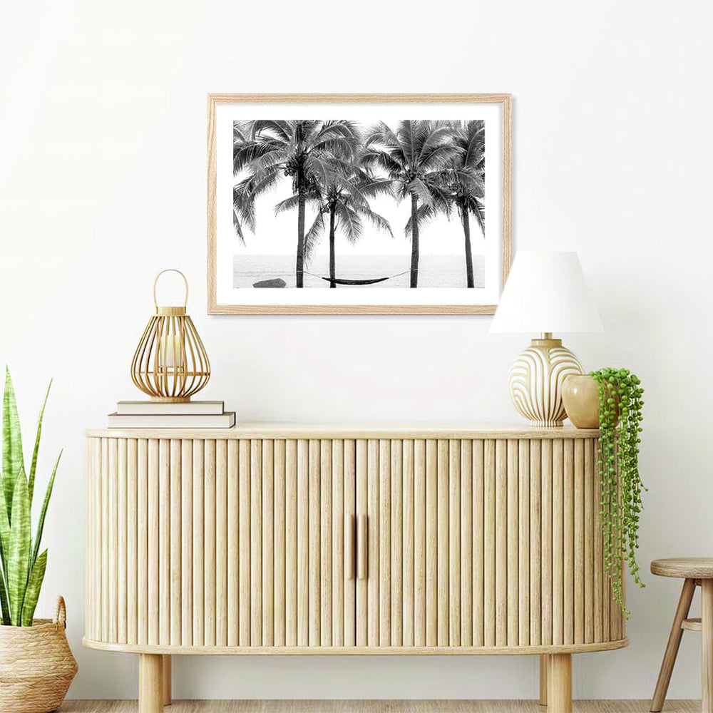 Hammock and Palms B&W Wall Art Print from our Australian Made Framed Wall Art, Prints & Posters collection by Profile Products (Australia) Pty Ltd