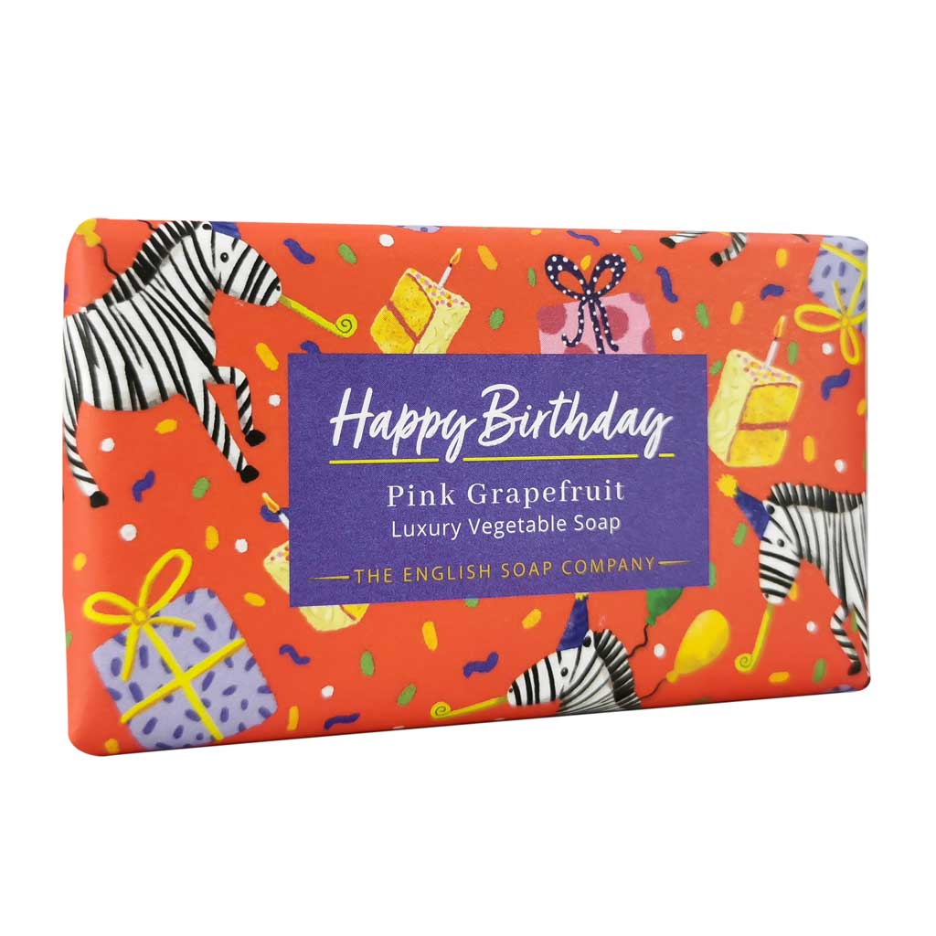 Happy Birthday Pink Grapefruit Gift Bar Soap from our Luxury Bar Soap collection by The English Soap Company