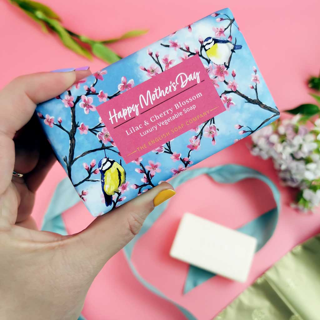 Happy Mother's Day Lilac and Cherry Blossom Gift Bar Soap from our Luxury Bar Soap collection by The English Soap Company
