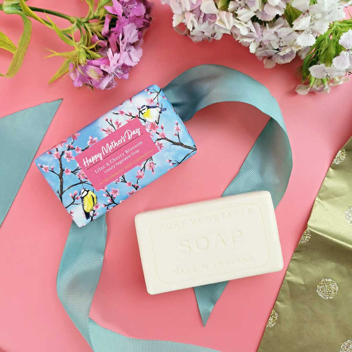 Happy Mother's Day Lilac and Cherry Blossom Gift Bar Soap from our Luxury Bar Soap collection by The English Soap Company