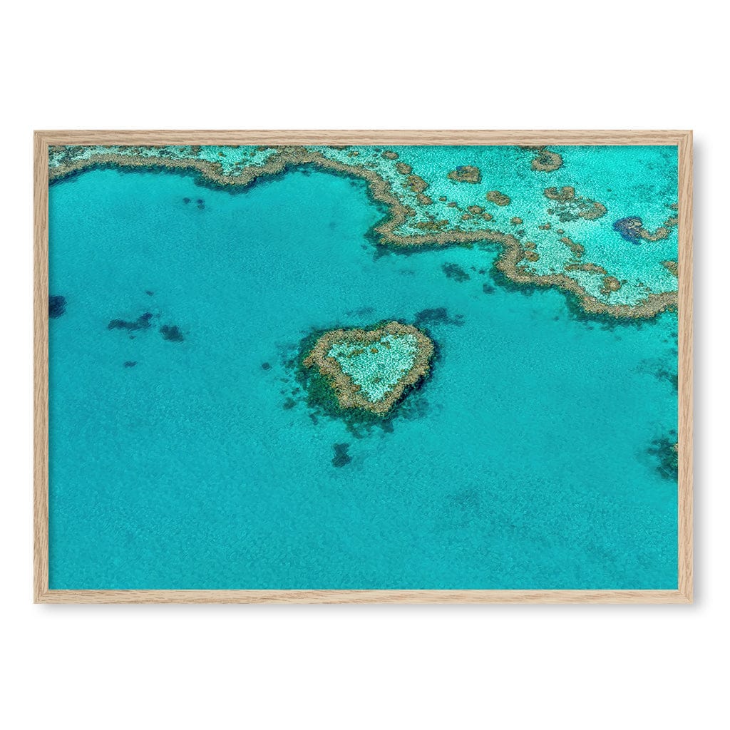 Heart Reef Wall Art Print A1 (59.4 x 84.1cm) / Natural Oak Frame / No Border from our Australian Made Framed Wall Art, Prints & Posters collection by Profile Products (Australia) Pty Ltd