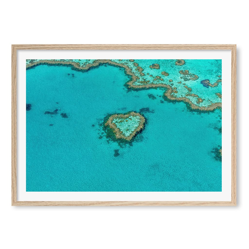 Heart Reef Wall Art Print A1 (59.4 x 84.1cm) / Natural Oak Frame / White Border from our Australian Made Framed Wall Art, Prints & Posters collection by Profile Products (Australia) Pty Ltd
