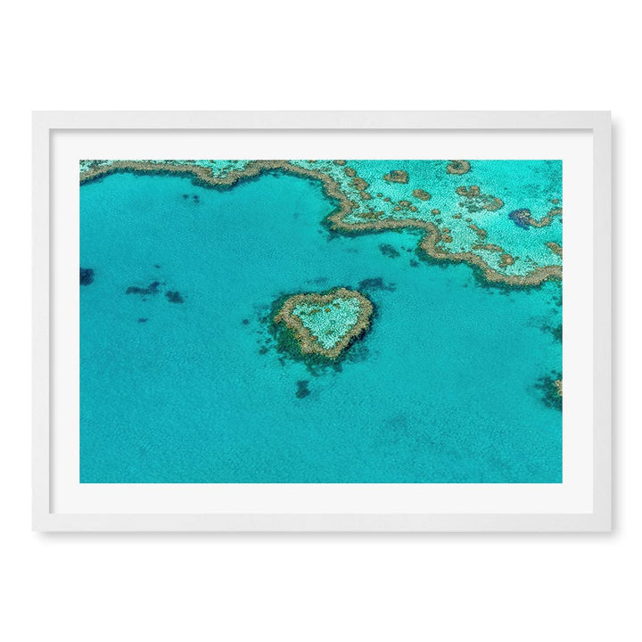 Heart Reef Wall Art Print A2 (42 x 59.4cm) / Matte White Frame / White Border from our Australian Made Framed Wall Art, Prints & Posters collection by Profile Products (Australia) Pty Ltd