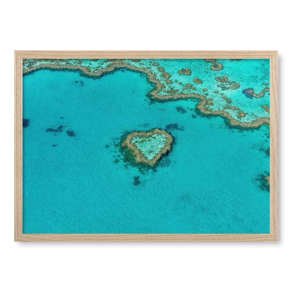 Heart Reef Wall Art Print A2 (42 x 59.4cm) / Natural Oak Frame / No Border from our Australian Made Framed Wall Art, Prints & Posters collection by Profile Products (Australia) Pty Ltd