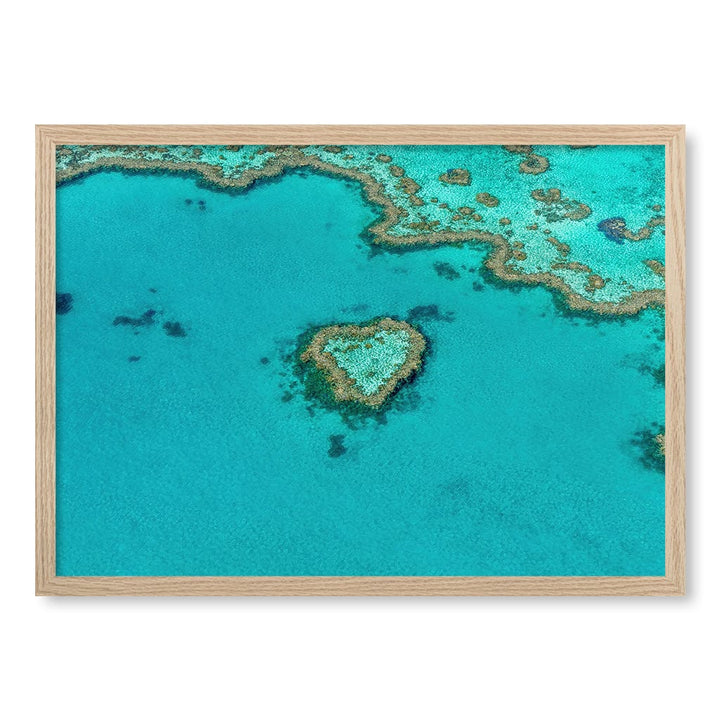 Heart Reef Wall Art Print A2 (42 x 59.4cm) / Natural Oak Frame / No Border from our Australian Made Framed Wall Art, Prints & Posters collection by Profile Products (Australia) Pty Ltd