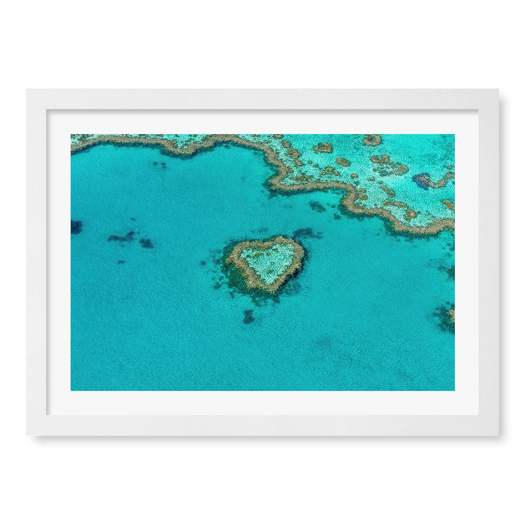 Heart Reef Wall Art Print A3 (29.7 x 42cm) / Matte White Frame / White Border from our Australian Made Framed Wall Art, Prints & Posters collection by Profile Products (Australia) Pty Ltd