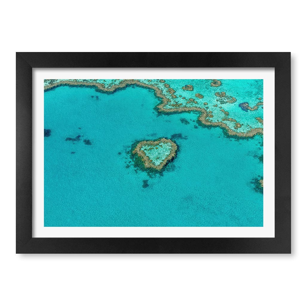 Heart Reef Wall Art Print A4 (21 x 29.7cm) / Matte Black Frame / White Border from our Australian Made Framed Wall Art, Prints & Posters collection by Profile Products (Australia) Pty Ltd