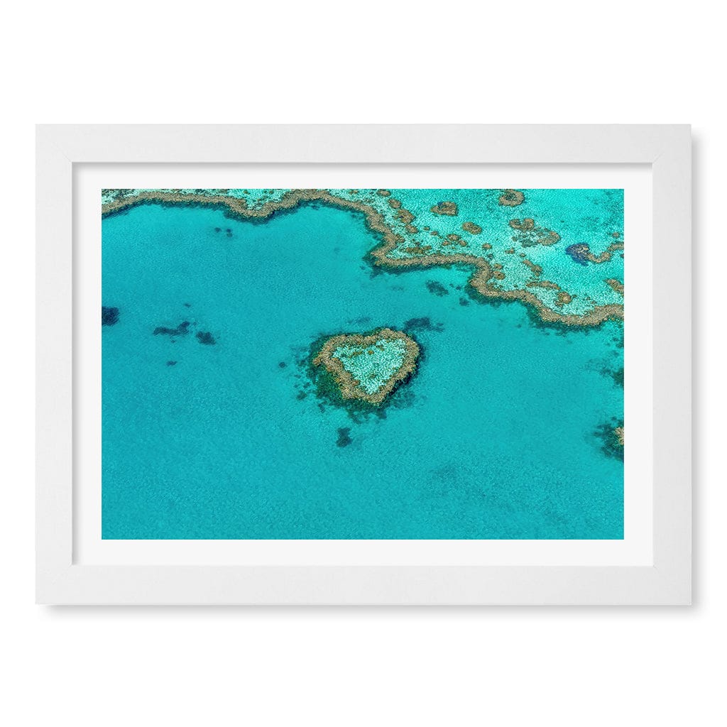 Heart Reef Wall Art Print A4 (21 x 29.7cm) / Matte White Frame / White Border from our Australian Made Framed Wall Art, Prints & Posters collection by Profile Products (Australia) Pty Ltd