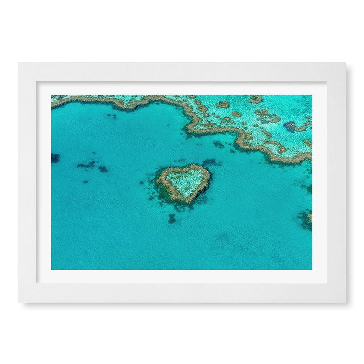 Heart Reef Wall Art Print A4 (21 x 29.7cm) / Matte White Frame / White Border from our Australian Made Framed Wall Art, Prints & Posters collection by Profile Products (Australia) Pty Ltd