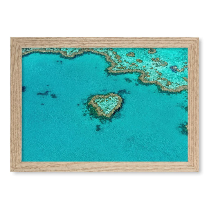 Heart Reef Wall Art Print A4 (21 x 29.7cm) / Natural Oak Frame / No Border from our Australian Made Framed Wall Art, Prints & Posters collection by Profile Products (Australia) Pty Ltd