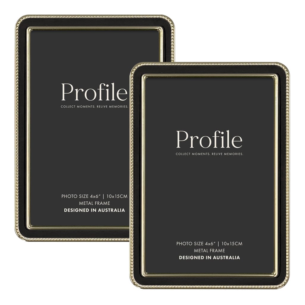 Heirloom Black-Gold Beaded Metal Photo Frame Bundle – 4x6in (2 Pack) from our Metal Photo Frames collection by Profile Products (Australia) Pty Ltd