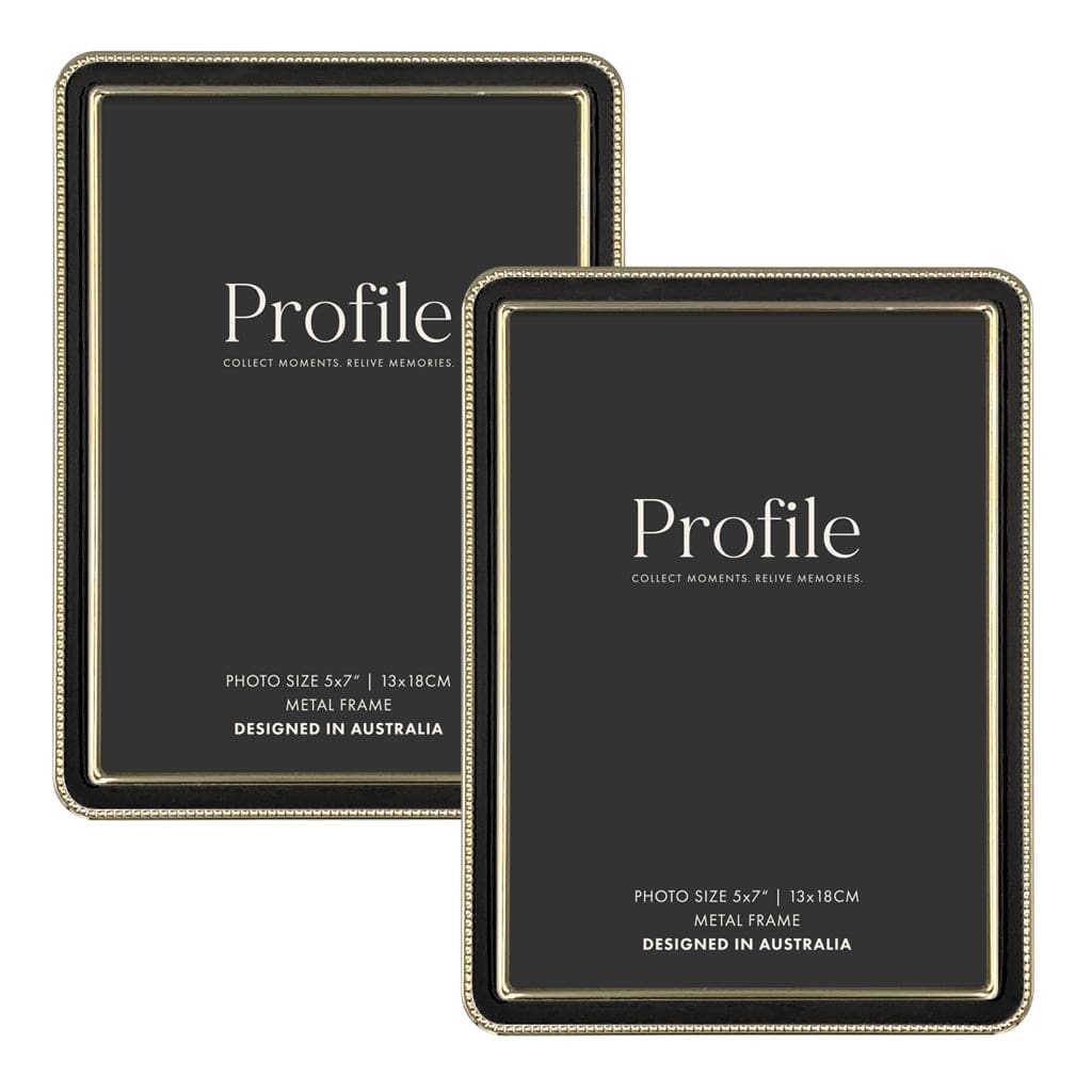 Heirloom Black-Gold Beaded Metal Photo Frame Bundle – 5x7in (2 Pack) from our Metal Photo Frames collection by Profile Products (Australia) Pty Ltd