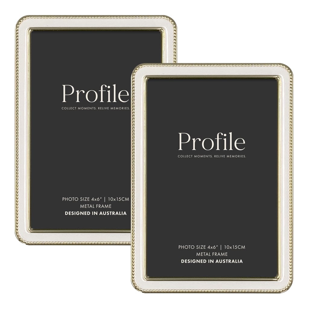 Heirloom White-Gold Beaded Metal Photo Frame Bundle – 4x6in (2 Pack) from our Metal Photo Frames collection by Profile Products (Australia) Pty Ltd