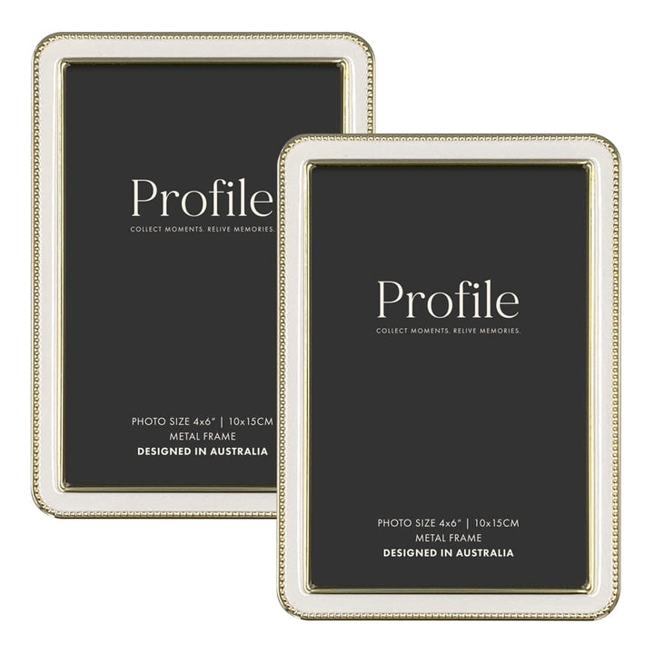 Heirloom White-Gold Beaded Metal Photo Frame Bundle – 4x6in (2 Pack) from our Metal Photo Frames collection by Profile Products (Australia) Pty Ltd