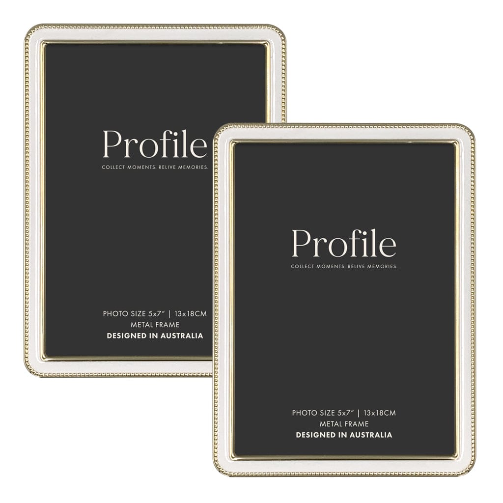 Heirloom White-Gold Beaded Metal Photo Frame Bundle – 5x7in (2 Pack) from our Metal Photo Frames collection by Profile Products (Australia) Pty Ltd