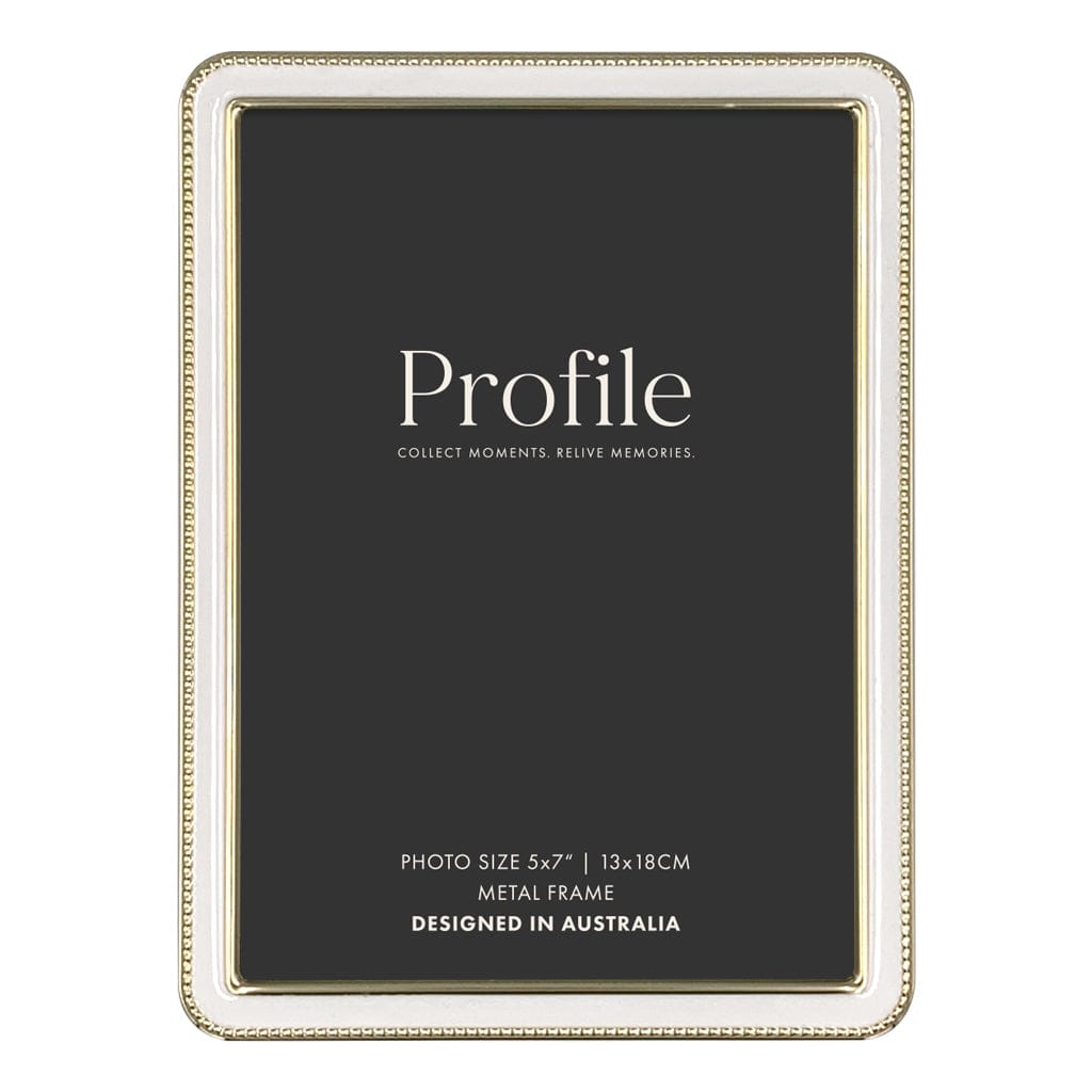 Heirloom White/Gold Beaded Metal Photo Frames 5x7in (13x18cm) from our Metal Photo Frames collection by Profile Products (Australia) Pty Ltd