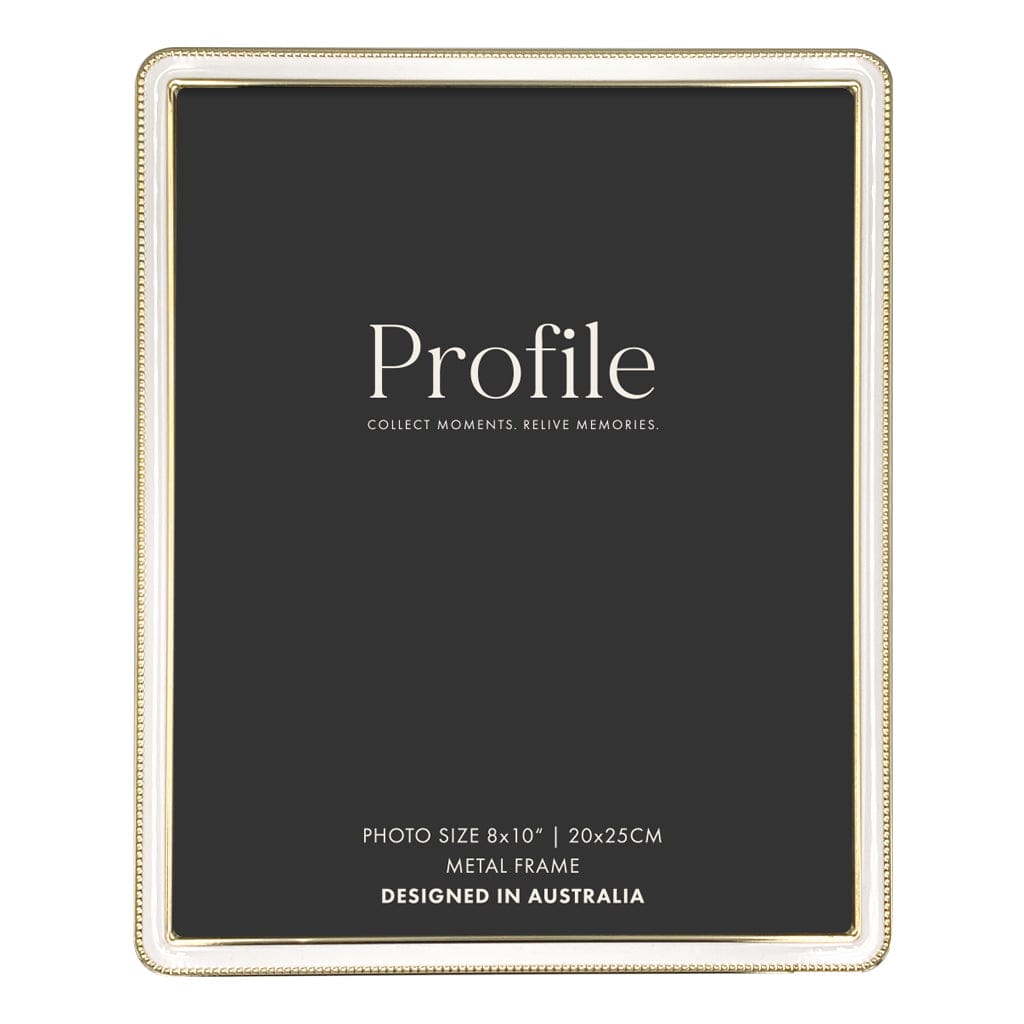 Heirloom White/Gold Beaded Metal Photo Frames 8x10in (20x25cm) from our Metal Photo Frames collection by Profile Products (Australia) Pty Ltd
