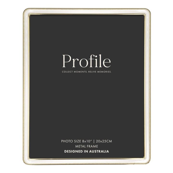 Heirloom White/Gold Beaded Metal Photo Frames 8x10in (20x25cm) from our Metal Photo Frames collection by Profile Products (Australia) Pty Ltd