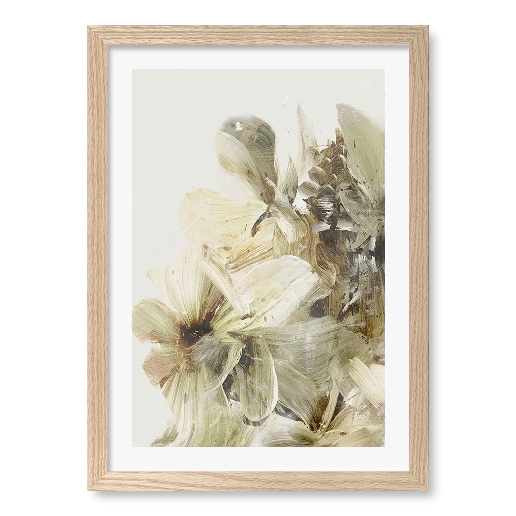 Hill Flowers Wall Art Print A3 (29.7 x 42cm) / Natural Oak Frame / White Border from our Australian Made Wall Art collection by Profile Australia
