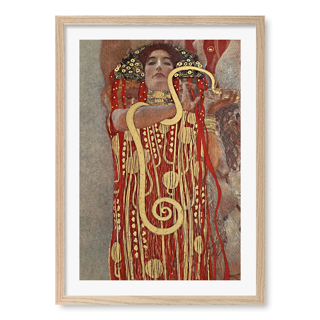Hygieia - Gustav Klimt Art Print A2 (42 x 59.4cm) / Natural Oak Frame / White Border from our Australian Made Wall Art collection by Profile Australia