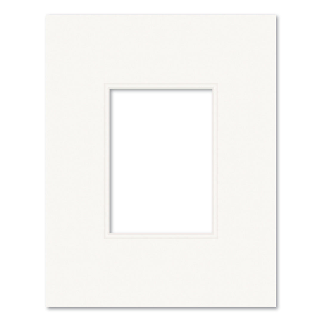 Ice White Double Acid-Free Mat Board 11x14in (27.9x35.5cm) to suit 5x7in (13x18cm) image from our Custom Cut Mat Boards collection by Profile Products (Australia) Pty Ltd