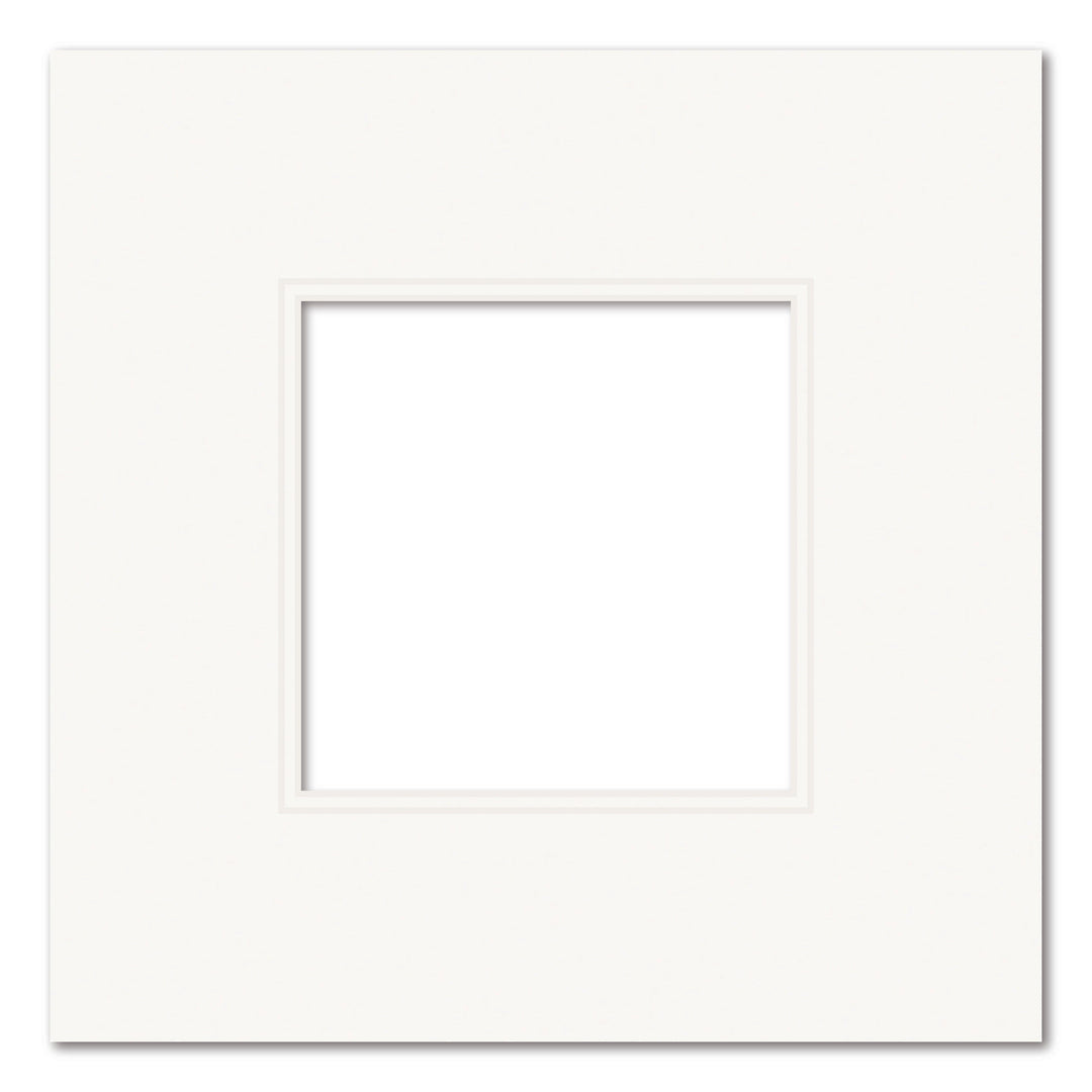 Ice White Double Acid-Free Mat Board 12x12in (30.5x30.5cm) to suit 6x6 (15x15cm) image from our Mat Boards collection by Profile Products (Australia) Pty Ltd