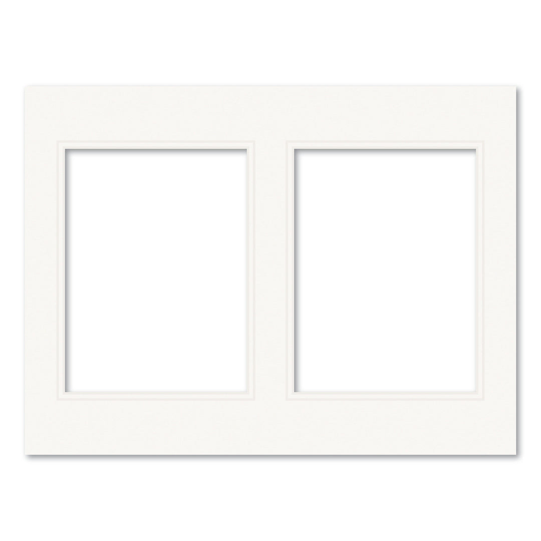 Ice White Double Acid-Free Mat Board 12x16in (30.5x40.6cm) to suit two 6x8in (15x20cm) image from our Custom Cut Mat Boards collection by Profile Products (Australia) Pty Ltd