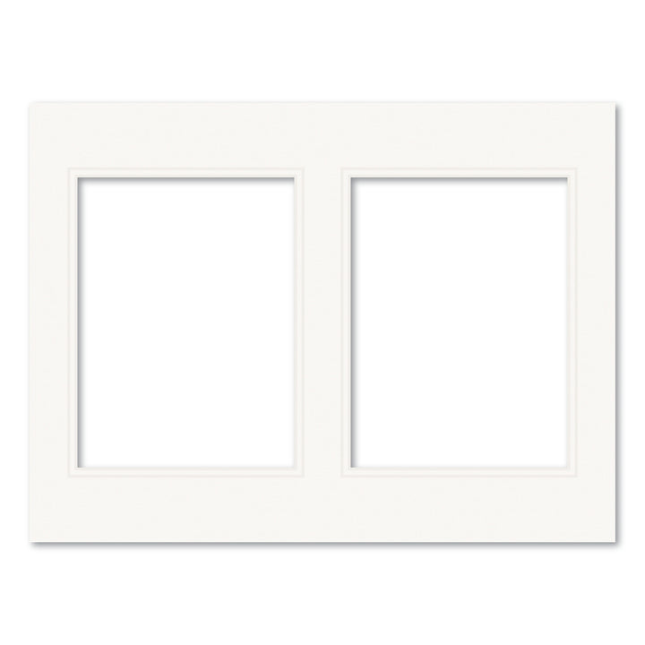 Ice White Double Acid-Free Mat Board 12x16in (30.5x40.6cm) to suit two 6x8in (15x20cm) image from our Custom Cut Mat Boards collection by Profile Products (Australia) Pty Ltd