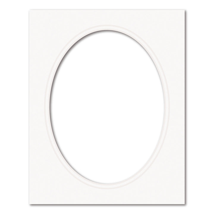 Ice White Double Acid-Free Oval Mat Board 8x10in (20.3x25.4cm) to suit 6x8in (15x20cm) image from our Custom Cut Mat Boards collection by Profile Products (Australia) Pty Ltd