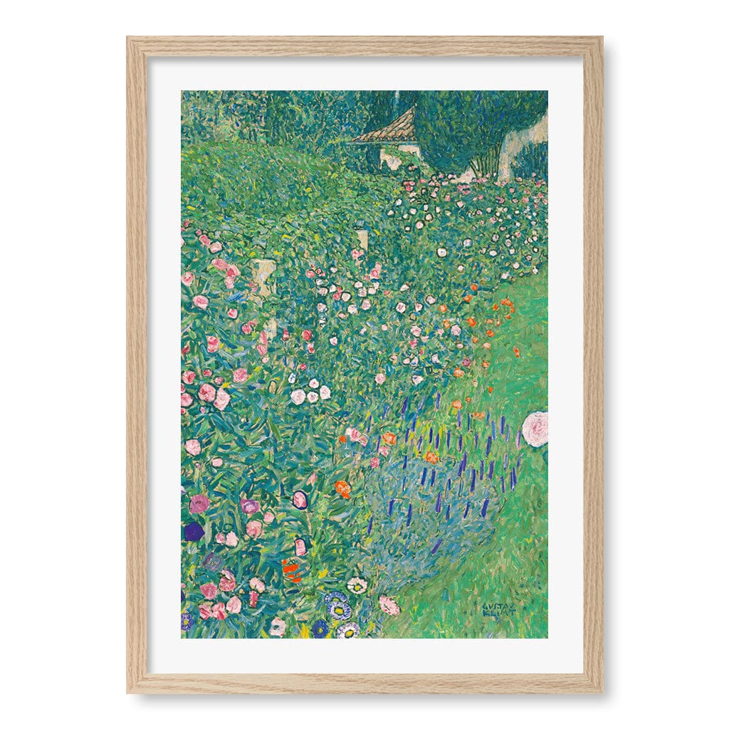 Italian Garden - Gustav Klimt Art Print A2 (42 x 59.4cm) / Natural Oak Frame / White Border from our Australian Made Wall Art collection by Profile Australia