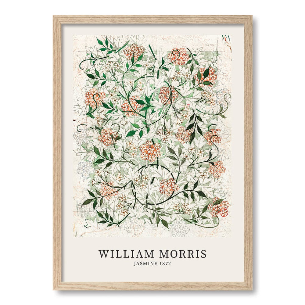 Jasmine Pattern Wall Art Print A2 (42 x 59.4cm) / Natural Oak Frame / No Border from our Australian Made Wall Art collection by Profile Australia