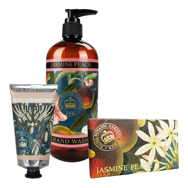 Jasmine & Peach Hand Cream, Soap & Wash Bundle - Royal Kew Gardens from our Body & Bath collection by The English Soap Company