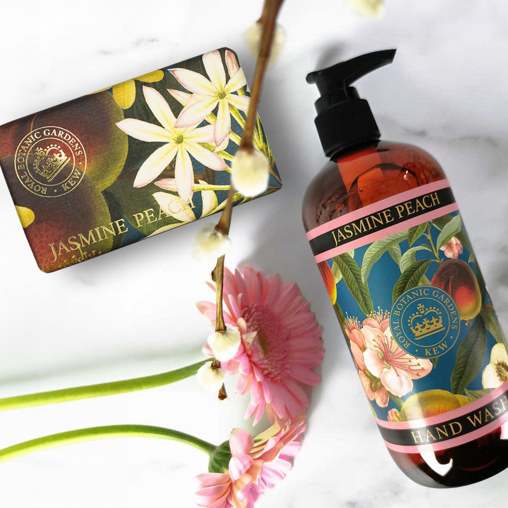 Jasmine & Peach Hand Wash & Soap Bar Bundle - Royal Kew Gardens from our Body & Bath collection by The English Soap Company