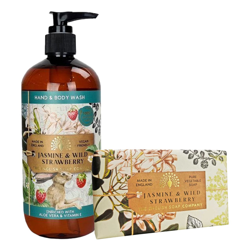 Jasmine & Strawberry Body Wash & Soap Bar Bundle - The English Soap Company from our Body & Bath collection by The English Soap Company