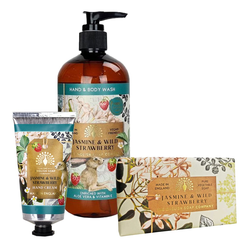 Jasmine & Strawberry Hand Cream, Soap & Wash Bundle - The English Soap Company from our Body & Bath collection by The English Soap Company