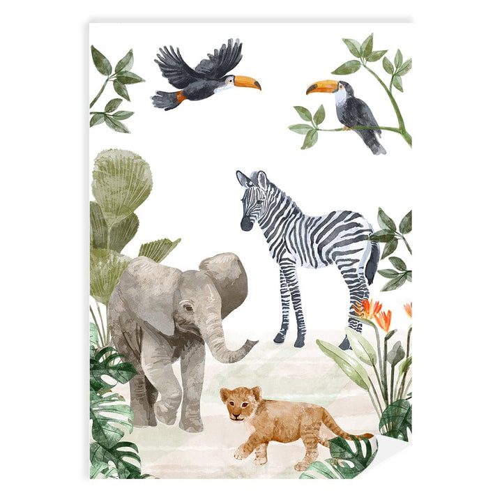 Jungle Friends Kids Wall Art Print A4 (21 x 29.7cm) / Print Only / No Border from our Australian Made Framed Wall Art, Prints & Posters collection by Profile Products (Australia) Pty Ltd
