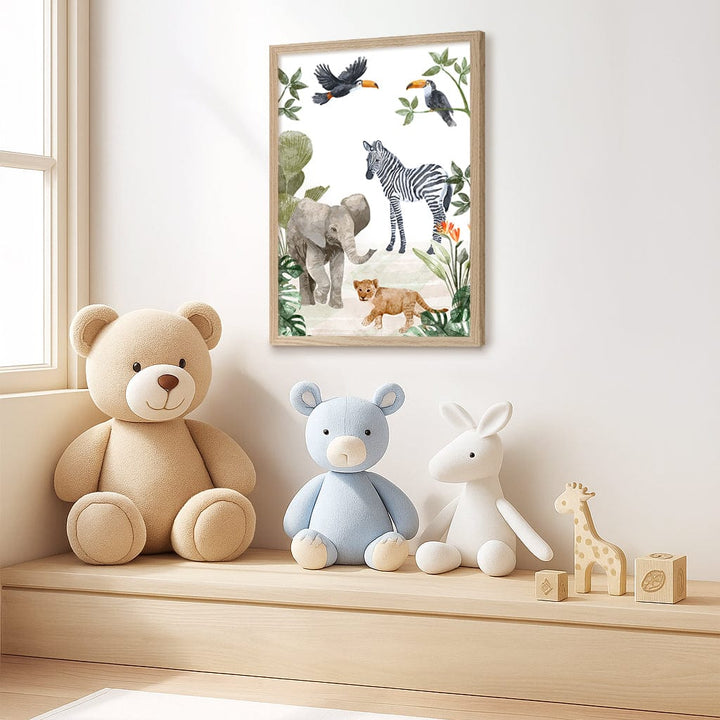 Jungle Friends Kids Wall Art Print from our Australian Made Framed Wall Art, Prints & Posters collection by Profile Products (Australia) Pty Ltd
