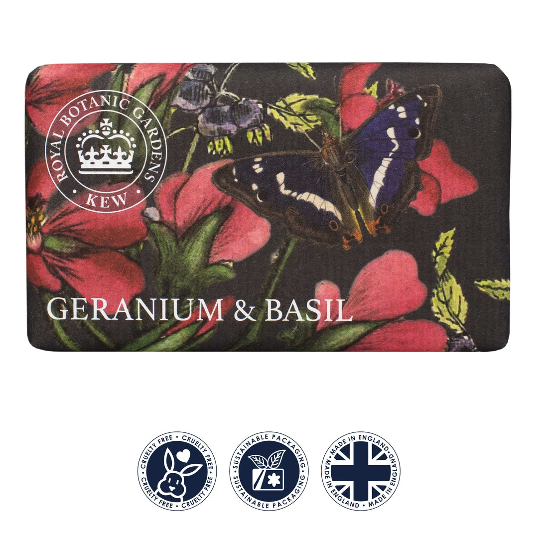 Kew Gardens Geranium & Basil Soap Bar from our Luxury Bar Soap collection by The English Soap Company