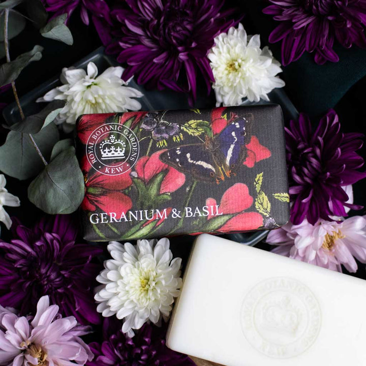 Kew Gardens Geranium & Basil Soap Bar from our Luxury Bar Soap collection by The English Soap Company