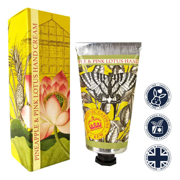 Kew Gardens Pineapple & Pink Lotus Hand Cream 75ml from our Hand Cream collection by The English Soap Company