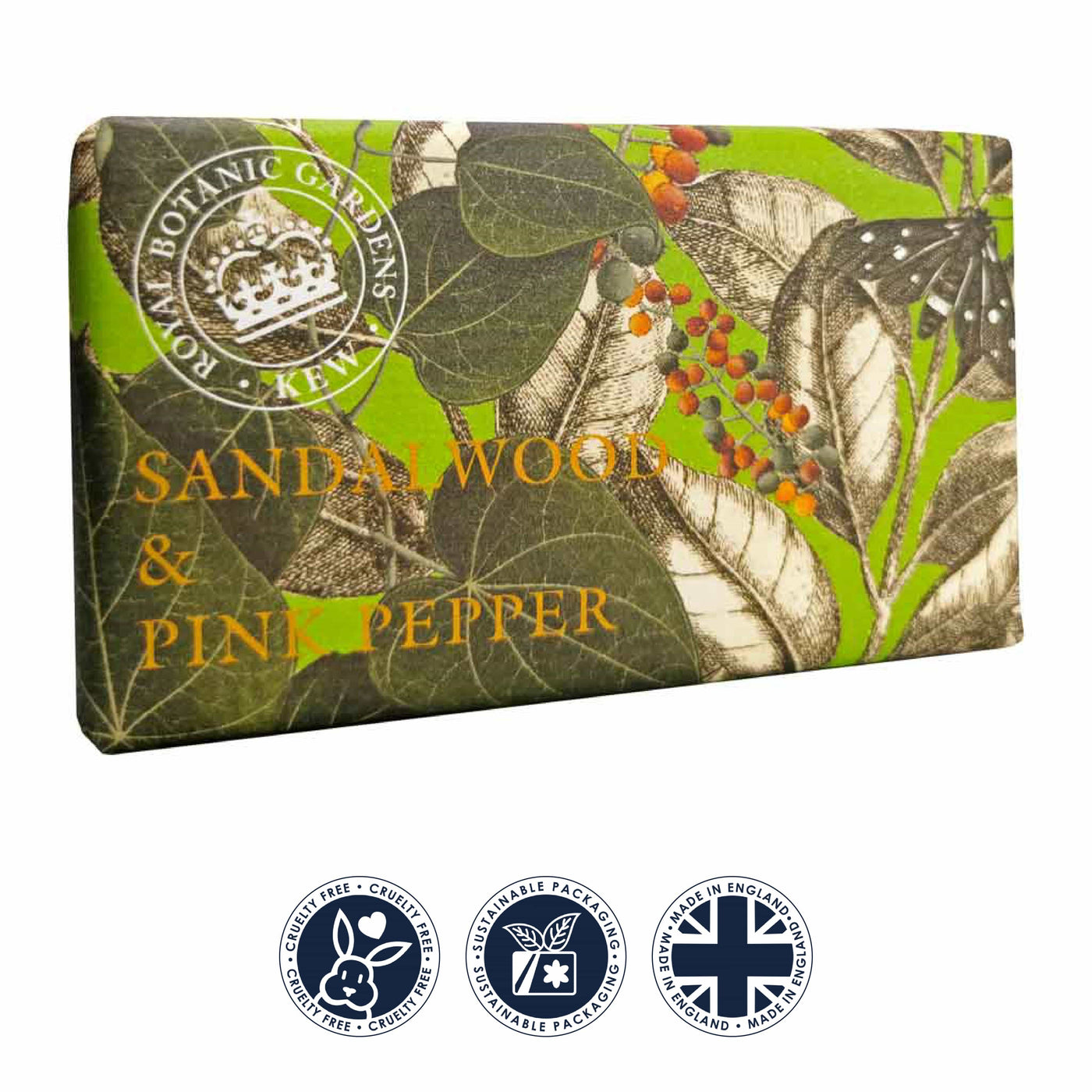 Kew Gardens Pink Pepper & Sandalwood Soap Bar from our Luxury Bar Soap collection by The English Soap Company