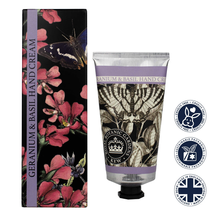 Kew Geranium & Basil Hand Cream (75ml) from our Hand Cream collection by The English Soap Company