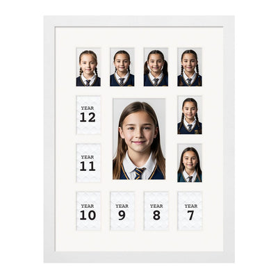 Large Collage Photo School Years Picture Frame White Frame from our Australian Made Collage Photo Frame collection by Profile Products (Australia) Pty Ltd