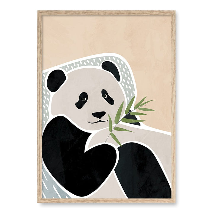 Lazy Panda Nursery Wall Art Print A1 (59.4 x 84.1cm) / Natural Oak Frame / No Border from our Australian Made Framed Wall Art, Prints & Posters collection by Profile Products (Australia) Pty Ltd